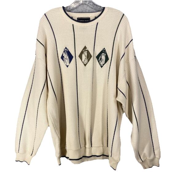 🏌️ Fairway Sport Mens XL Cream Golf Sweater Vintage 90s Fairwaycore 🏌️ - Picture 1 of 10